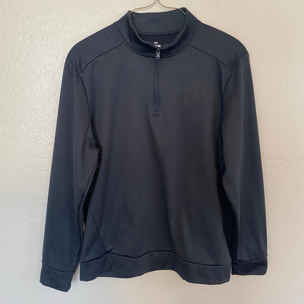 Under Armour Fleece Quarter Zip Long Sleeve Pullover Mens Sz XL Black Golf Run